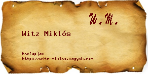 Witz Miklós névjegykártya